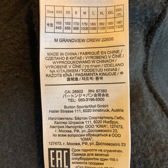 Burton men's black Grandview Crewneck cotton fleece top - Picture 7 of 7